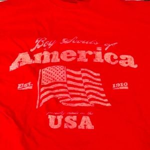 Mens red Boy Scouts of America tee shirts.